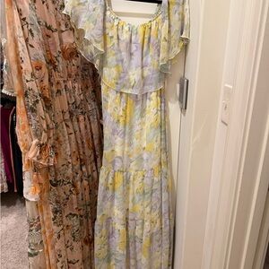 Aakaa Yellow and Purple Floral Maxi Dress